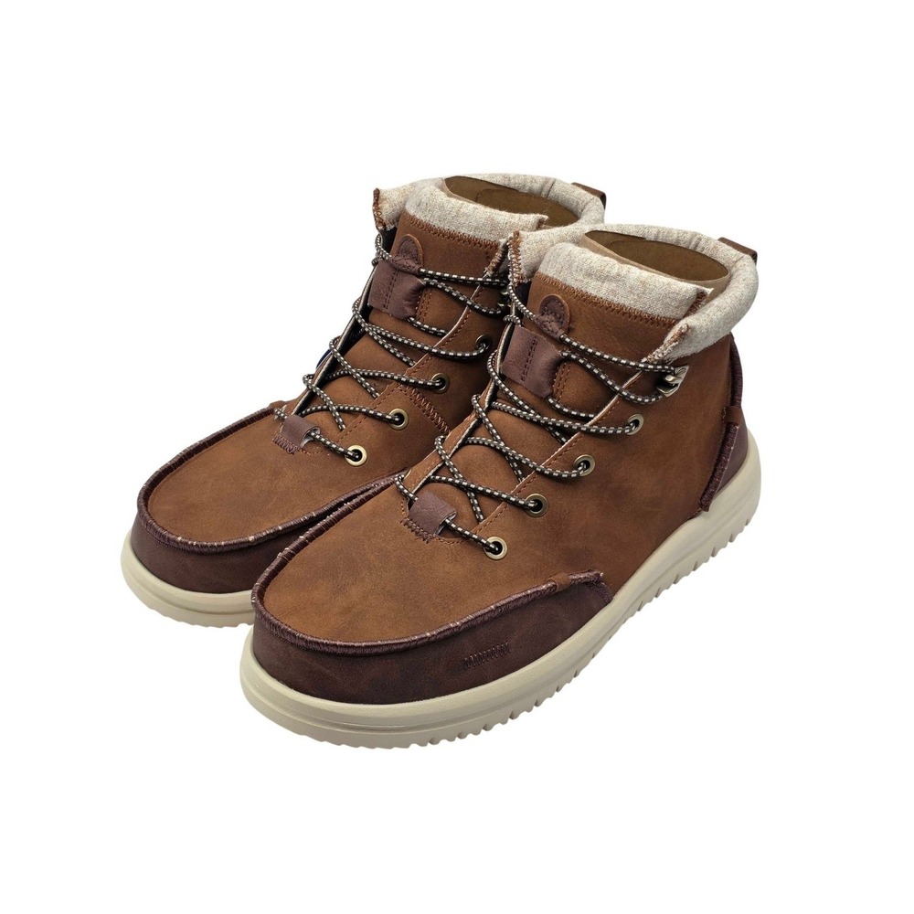 HEYDUDE Bradley Classic Tumbled Boots Cognac Brown Mens Size 9 NEW 44327-2JZ